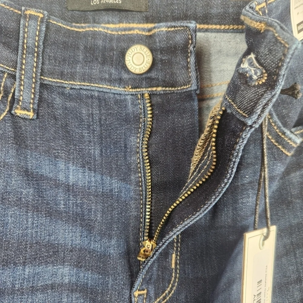 Judy Blue Natalie High Rise Flare Jeans Raw Hem Dark Wash Stretch Denim Size 30